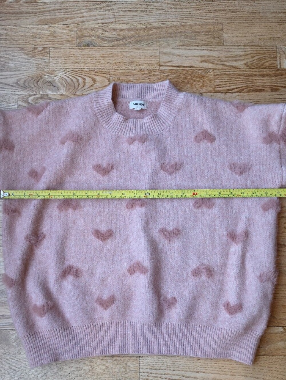 (L) ADORA Pink Heart-Print Crewneck Sweater Soft Cozy Romantic Lounge Date Night - Picture 7 of 9